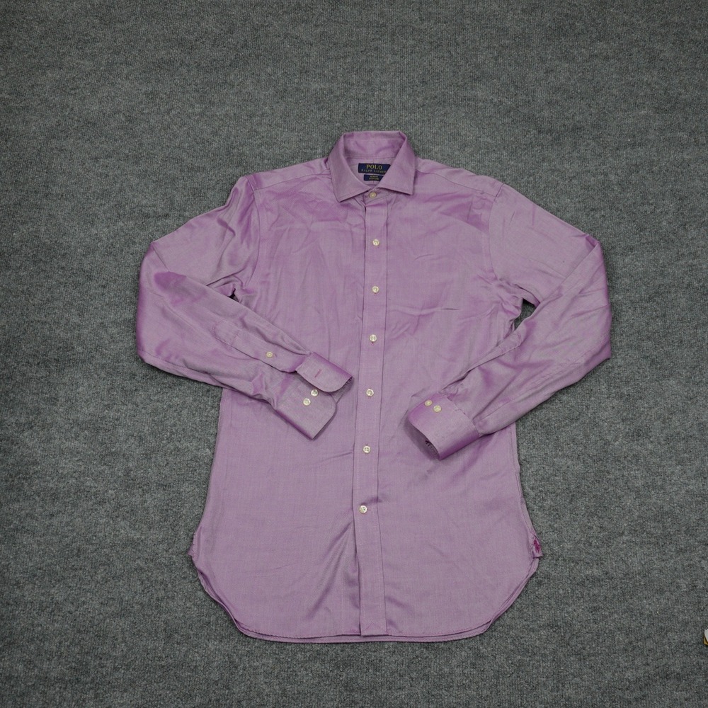 Polo Ralph Lauren Shirt Mens 14.5 32/33 Purple Slim Fit Easy Care Button Down